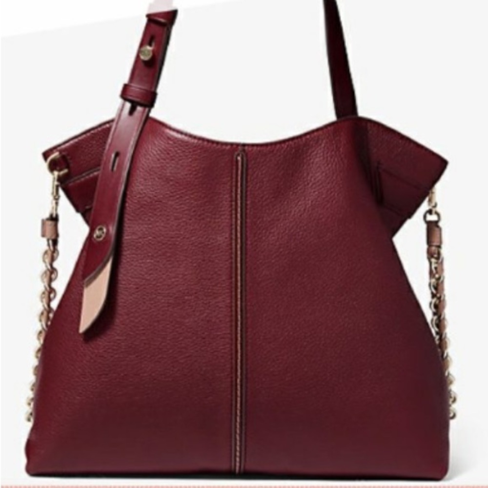 Michael Kors Burgundy Downtown Astor Pebbled Leather Shoulder/Crossbody Bag NWOT